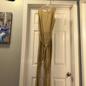 Gold glitter jumpsuit from Amazon. Size L.